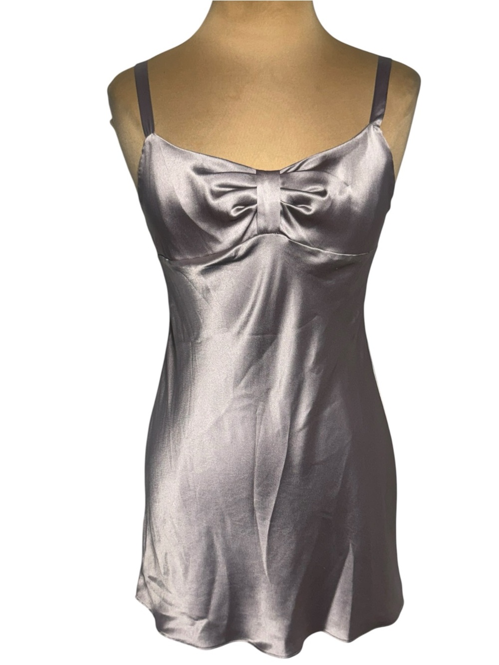 Vintage Victoria’s Secret Angels Satin Slip Dress Robe Set Smoky Pewter Lavender - Picture 3 of 14